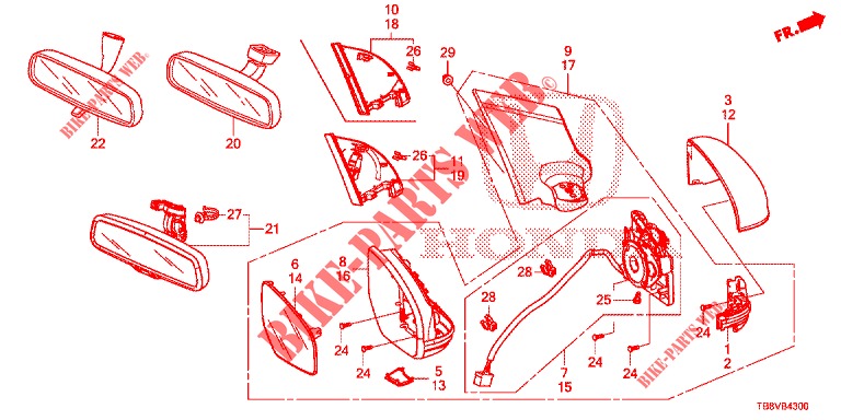 MIRROR/SUNVISOR  for Honda CIVIC TOURER DIESEL 1.6 LIFSTYLE 5 Doors 6 speed manual 2017