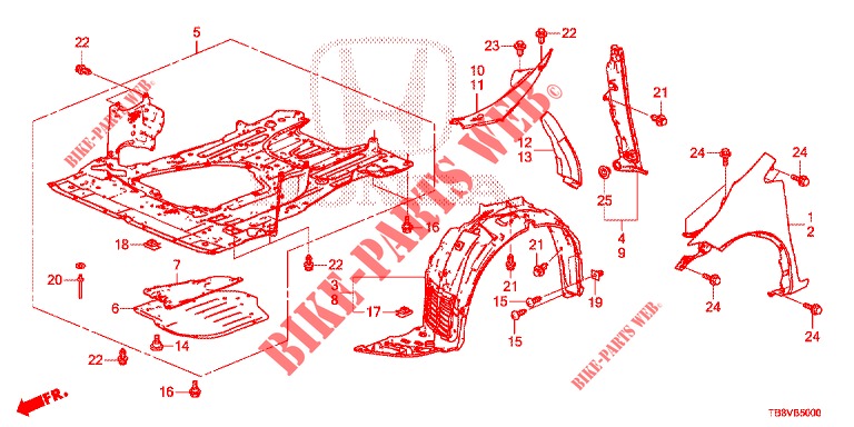 FRONT FENDERS  for Honda CIVIC TOURER DIESEL 1.6 S 5 Doors 6 speed manual 2017