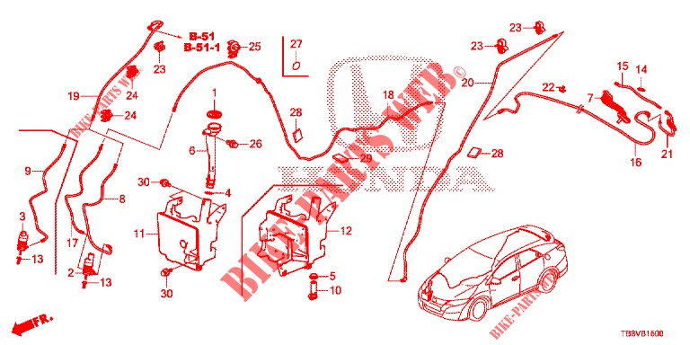 FRONT WINDSHIELD WASHER (2D)  for Honda CIVIC TOURER DIESEL 1.6 S 5 Doors 6 speed manual 2017
