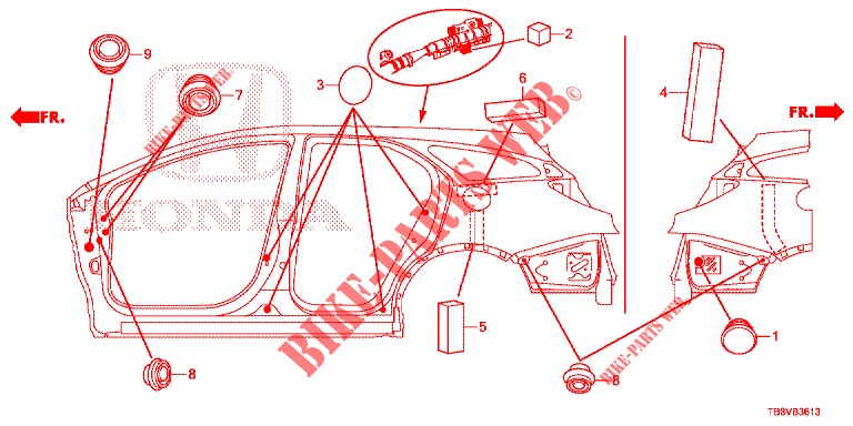 GROMMET (LATERAL) for Honda CIVIC TOURER DIESEL 1.6 S 5 Doors 6 speed manual 2017