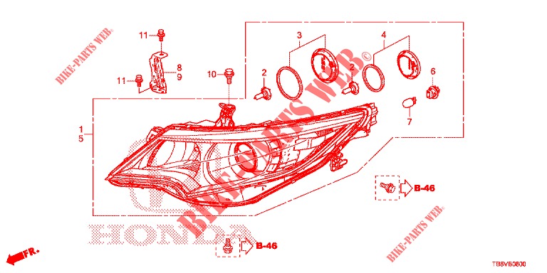 HEADLIGHT  for Honda CIVIC TOURER DIESEL 1.6 S 5 Doors 6 speed manual 2017