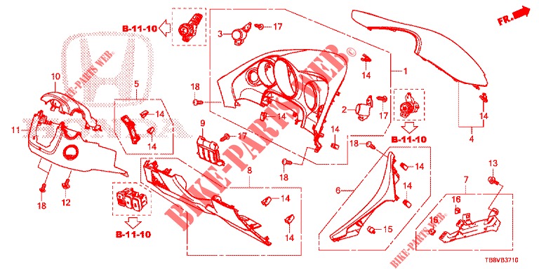 INSTRUMENT GARNISH (COTE DE CONDUCTEUR) (LH) for Honda CIVIC TOURER DIESEL 1.6 S 5 Doors 6 speed manual 2017