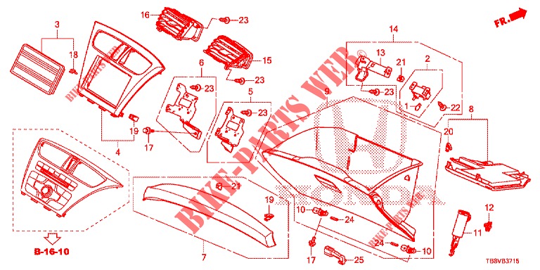 INSTRUMENT GARNISH (COTE DE PASSAGER) (LH) for Honda CIVIC TOURER DIESEL 1.6 S 5 Doors 6 speed manual 2017