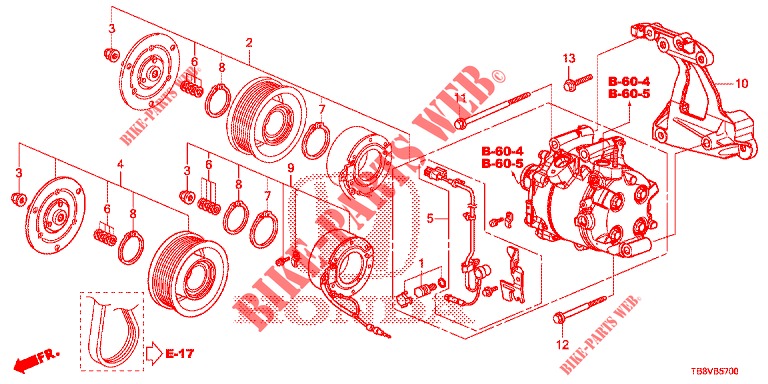 AIR CONDITIONER (COMPRESSEUR) (1.8L) for Honda CIVIC TOURER 1.8 COMFORT 5 Doors 6 speed manual 2017