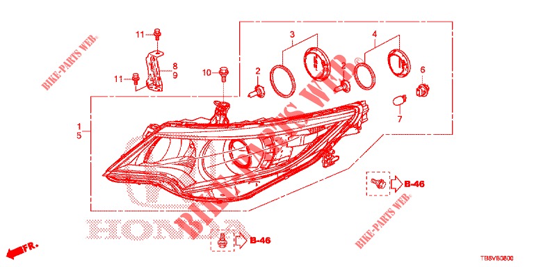 HEADLIGHT  for Honda CIVIC TOURER 1.8 COMFORT 5 Doors 6 speed manual 2017