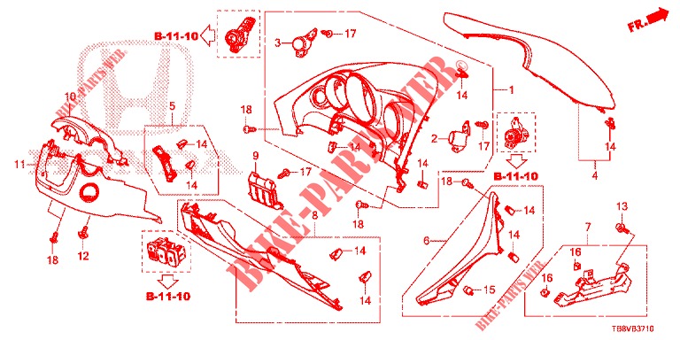 INSTRUMENT GARNISH (COTE DE CONDUCTEUR) (LH) for Honda CIVIC TOURER 1.8 COMFORT 5 Doors 6 speed manual 2017