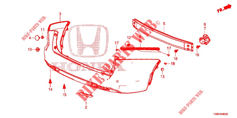 REAR BUMPER  for Honda CIVIC TOURER 1.8 COMFORT 5 Doors 6 speed manual 2017