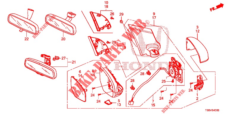 MIRROR/SUNVISOR  for Honda CIVIC TOURER 1.8 EXECUTIVE NAVI 5 Doors 6 speed manual 2017