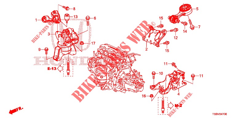 ENGINE MOUNTS (MT) for Honda CIVIC TOURER 1.8 ELEGANCE L 5 Doors 6 speed manual 2017