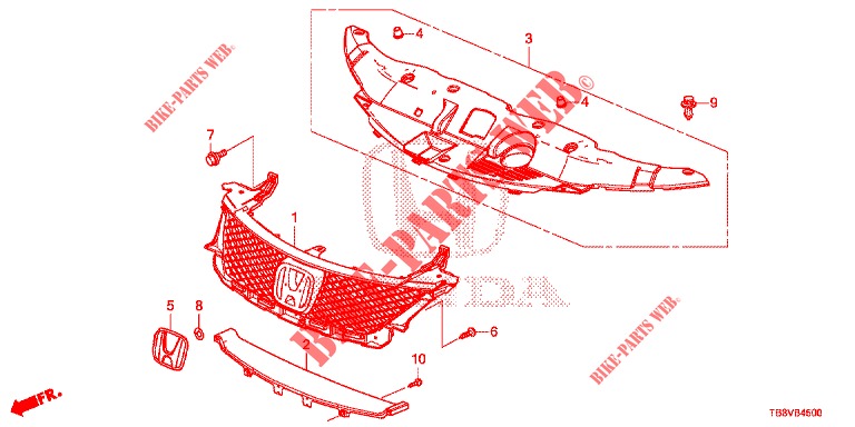 FRONT GRILLE/MOLDING  for Honda CIVIC TOURER 1.8 ELEGANCE L 5 Doors 6 speed manual 2017