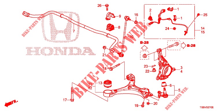 FRONT KNUCKLE  for Honda CIVIC TOURER 1.8 ELEGANCE L 5 Doors 6 speed manual 2017