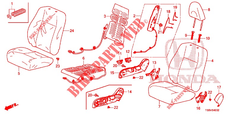 FRONT SEAT/SEATBELTS (D.) (1) for Honda CIVIC TOURER 1.8 ELEGANCE L 5 Doors 6 speed manual 2017
