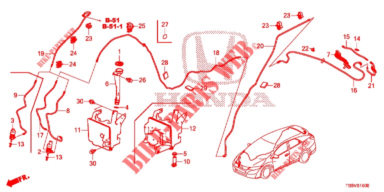FRONT WINDSHIELD WASHER (2D)  for Honda CIVIC TOURER 1.8 ELEGANCE L 5 Doors 6 speed manual 2017