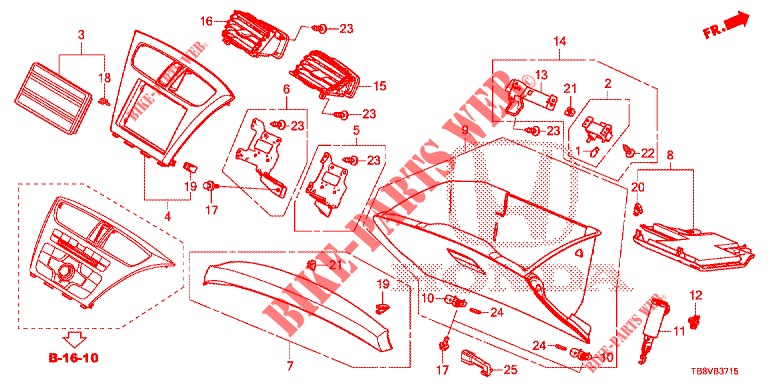 INSTRUMENT GARNISH (COTE DE PASSAGER) (LH) for Honda CIVIC TOURER 1.8 ELEGANCE L 5 Doors 6 speed manual 2017