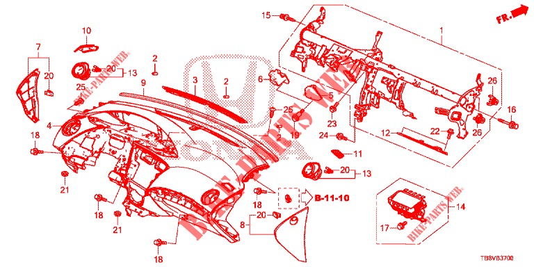 INSTRUMENT PANEL UPPER (LH) for Honda CIVIC TOURER 1.8 ELEGANCE L 5 Doors 6 speed manual 2017