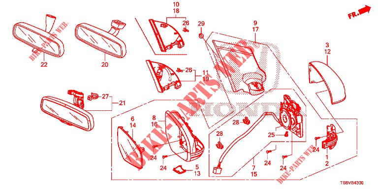 MIRROR/SUNVISOR  for Honda CIVIC TOURER 1.8 ELEGANCE L 5 Doors 6 speed manual 2017