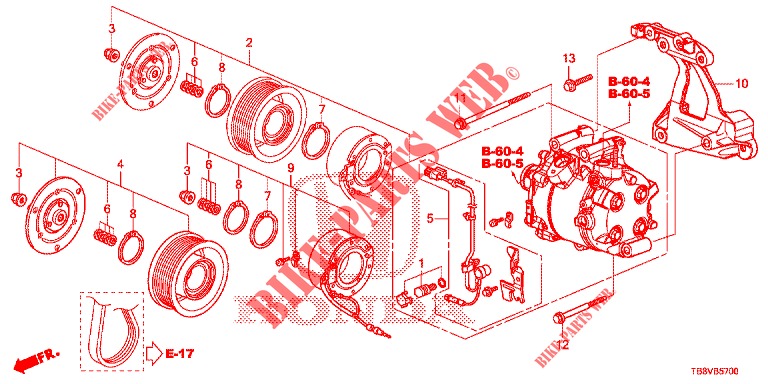 AIR CONDITIONER (COMPRESSEUR) (1.8L) for Honda CIVIC TOURER 1.8 ELEGANCE S 5 Doors 6 speed manual 2017