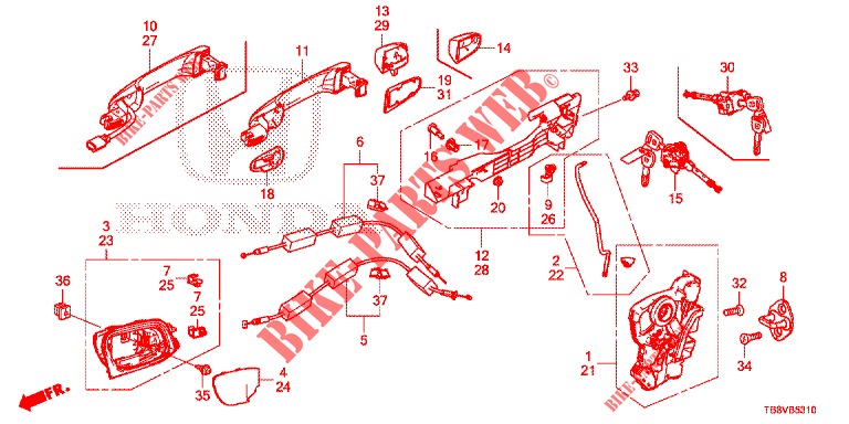 FRONT DOOR LOCKS/OUTER HA NDLE  for Honda CIVIC TOURER 1.8 ELEGANCE S 5 Doors 6 speed manual 2017