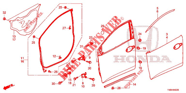 FRONT DOOR PANELS (2D)  for Honda CIVIC TOURER 1.8 ELEGANCE S 5 Doors 6 speed manual 2017