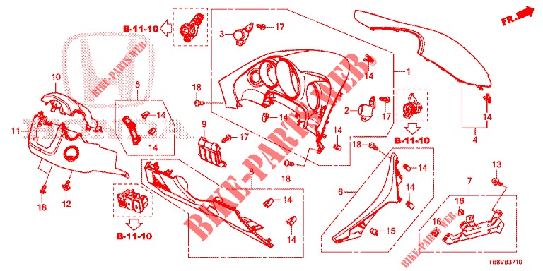 INSTRUMENT GARNISH (COTE DE CONDUCTEUR) (LH) for Honda CIVIC TOURER 1.8 ELEGANCE S 5 Doors 6 speed manual 2017