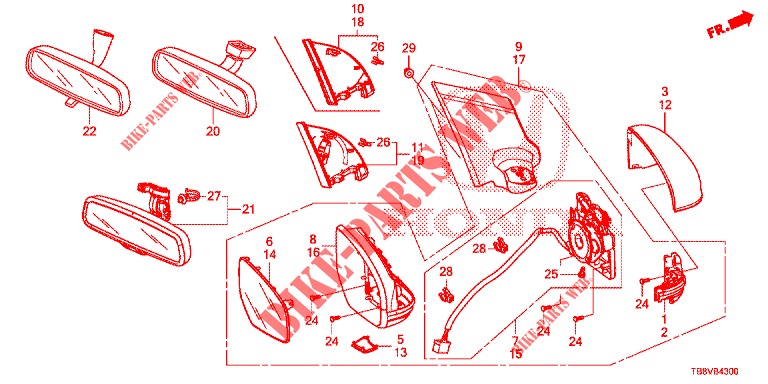 MIRROR/SUNVISOR  for Honda CIVIC TOURER 1.8 EXECUTIVE 5 Doors 6 speed manual 2017