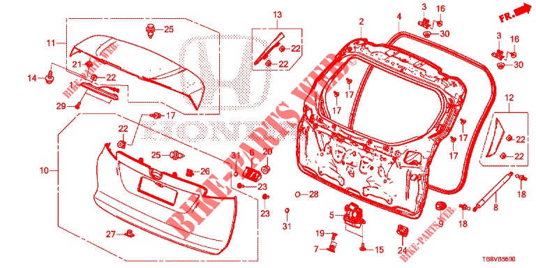 TAILGATE PANEL (2D)  for Honda CIVIC TOURER 1.8 EXECUTIVE 5 Doors 5 speed automatic 2017