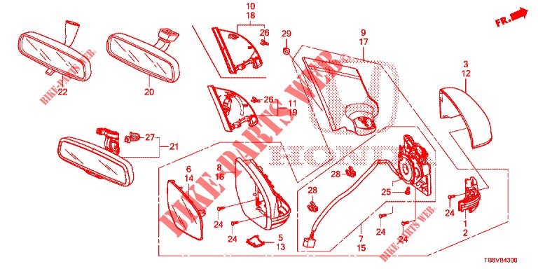 MIRROR/SUNVISOR  for Honda CIVIC TOURER 1.8 LIFESTYLE 5 Doors 6 speed manual 2017