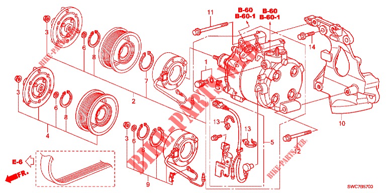 AIR CONDITIONER (COMPRESSEUR) (2.0L) for Honda CR-V 2.0 EXECUTIVE 5 Doors 6 speed manual 2012