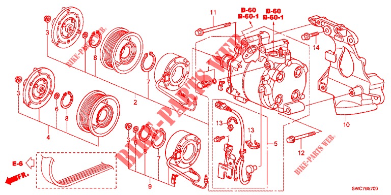 AIR CONDITIONER (COMPRESSEUR) (2.0L) for Honda CR-V 2.0 S 5 Doors 6 speed manual 2012