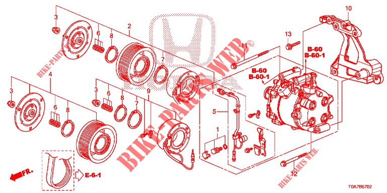AIR CONDITIONER (COMPRESSEUR) (3) for Honda CR-V 2.0 COMFORT 5 Doors 6 speed manual 2013
