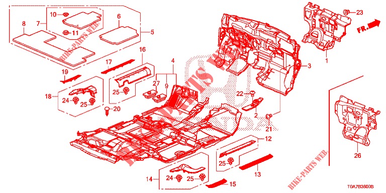 FLOOR MAT/INSULATOR  for Honda CR-V 2.0 COMFORT 5 Doors 6 speed manual 2013