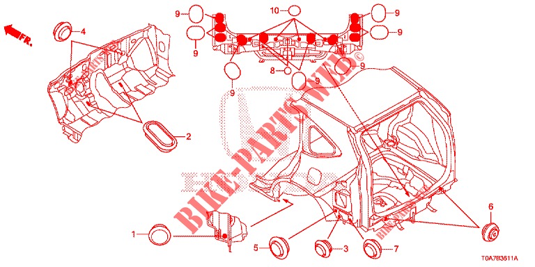 GROMMET (ARRIERE) for Honda CR-V 2.0 COMFORT 5 Doors 6 speed manual 2013