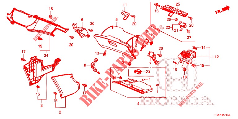 INSTRUMENT GARNISH (COTE DE PASSAGER) (LH) for Honda CR-V 2.0 COMFORT 5 Doors 6 speed manual 2013