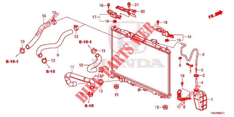 RADIATOR HOSE/RESERVE TAN K (2) for Honda CR-V 2.0 COMFORT 5 Doors 6 speed manual 2013