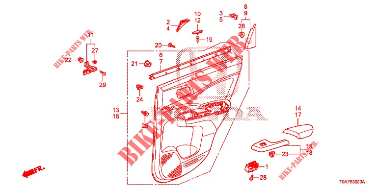 REAR DOOR LINING (4D)  for Honda CR-V 2.0 COMFORT 5 Doors 6 speed manual 2013