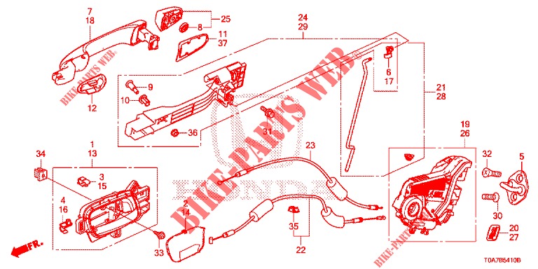 REAR DOOR LOCKS/OUTER HAN DLE  for Honda CR-V 2.0 COMFORT 5 Doors 6 speed manual 2013