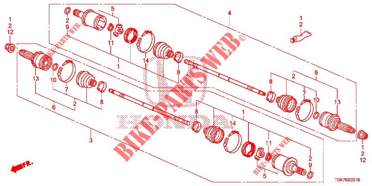 REAR DRIVESHAFT (2) for Honda CR-V 2.0 COMFORT 5 Doors 6 speed manual 2013