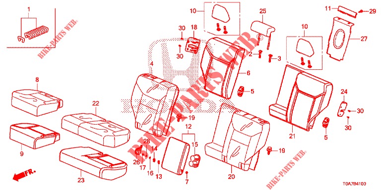 REAR SEAT/SEATBELT (2D)  for Honda CR-V 2.0 COMFORT 5 Doors 6 speed manual 2013