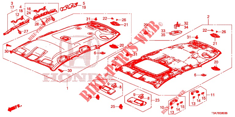 ROOF LINING (1) for Honda CR-V 2.0 COMFORT 5 Doors 6 speed manual 2013