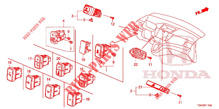SWITCH (LH) for Honda CR-V 2.0 COMFORT 5 Doors 6 speed manual 2013