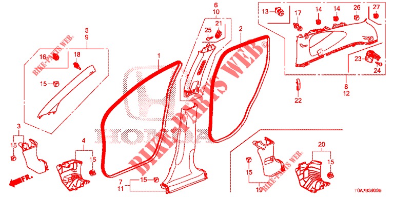 PILLAR GARNISH  for Honda CR-V 2.0 EXECUTIVE 5 Doors 6 speed manual 2013