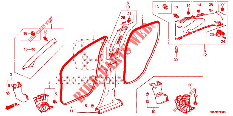 PILLAR GARNISH  for Honda CR-V 2.0 S 5 Doors 6 speed manual 2013
