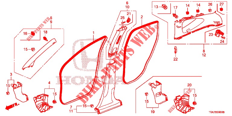 PILLAR GARNISH  for Honda CR-V 2.0 COMFORT 5 Doors 5 speed automatic 2014