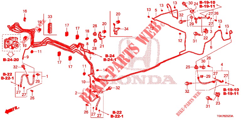 BRAKE LINES (2.0L) (2.4L) (LH) for Honda CR-V 2.0 ELEGANCE 5 Doors 5 speed automatic 2014