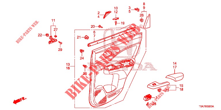 REAR DOOR LINING (4D)  for Honda CR-V 2.0 ELEGANCE 5 Doors 5 speed automatic 2014