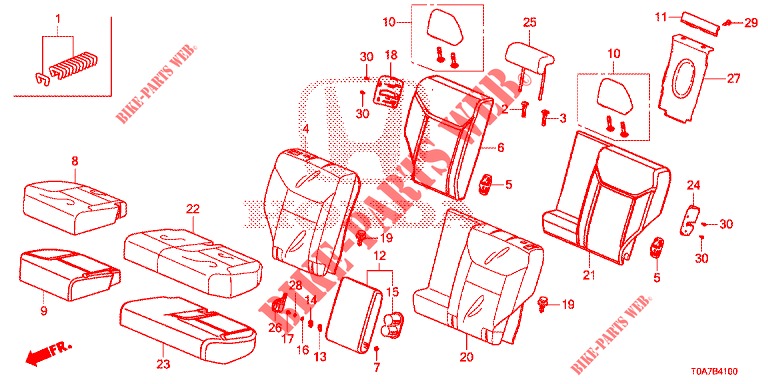 REAR SEAT/SEATBELT (2D)  for Honda CR-V 2.0 ELEGANCE 5 Doors 5 speed automatic 2014