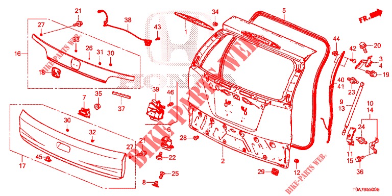 TAILGATE PANEL (2D)  for Honda CR-V 2.0 ELEGANCE 5 Doors 5 speed automatic 2014