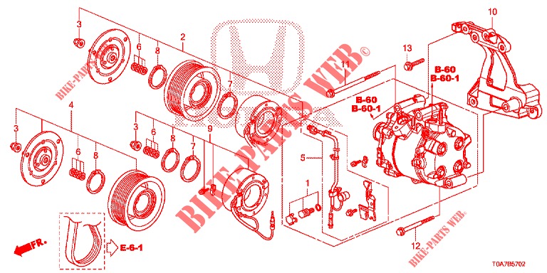 AIR CONDITIONER (COMPRESSEUR) (3) for Honda CR-V 2.0 EXCLUSIVE NAVI 5 Doors 6 speed manual 2014