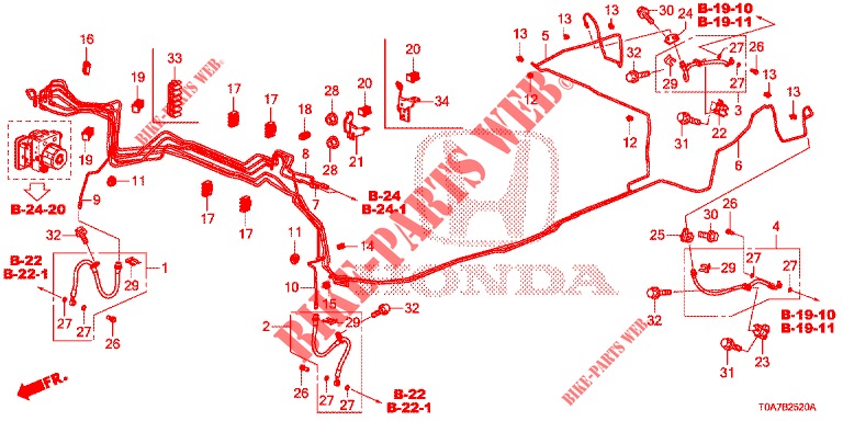 BRAKE LINES (2.0L) (2.4L) (LH) for Honda CR-V 2.0 EXCLUSIVE NAVI 5 Doors 6 speed manual 2014
