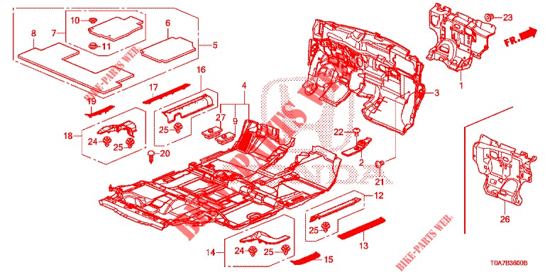 FLOOR MAT/INSULATOR  for Honda CR-V 2.0 EXCLUSIVE NAVI 5 Doors 6 speed manual 2014